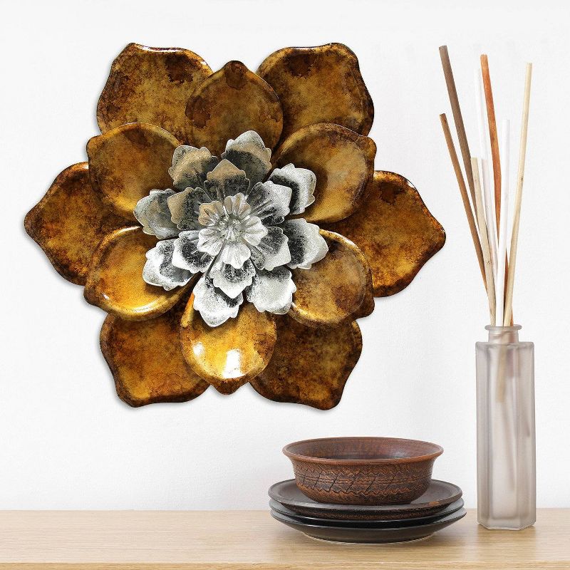 12.40" x 12.40" Whimsical Flower Wall Decor Metallic - Stratton Home Décor