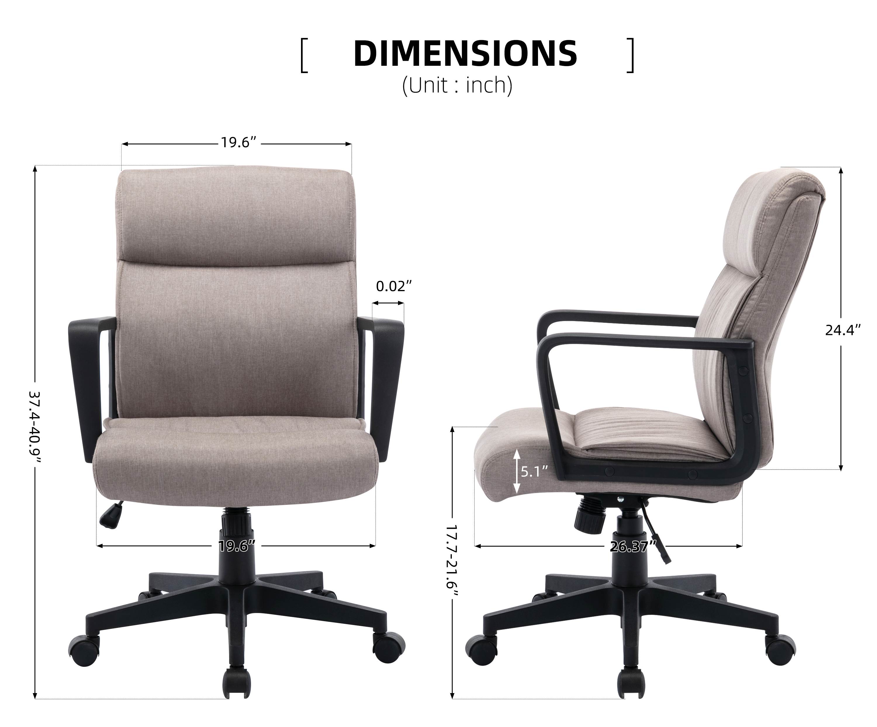 Task chair wheels, Upholstered Home Office Desk Modern Swivel Accent Chair