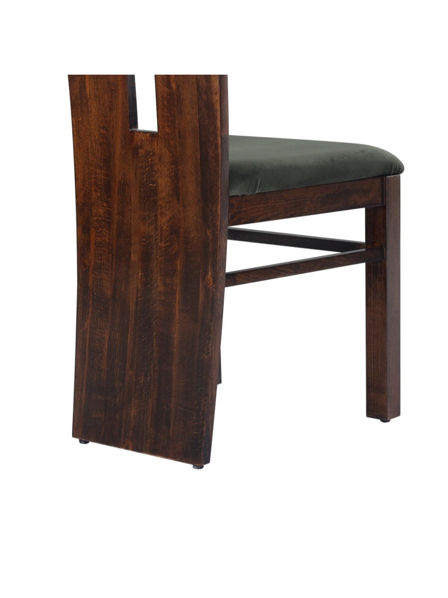 Durian Eva Brown & Olive Green Solid Wood & Fabric Dining Chair in Walnut Finish