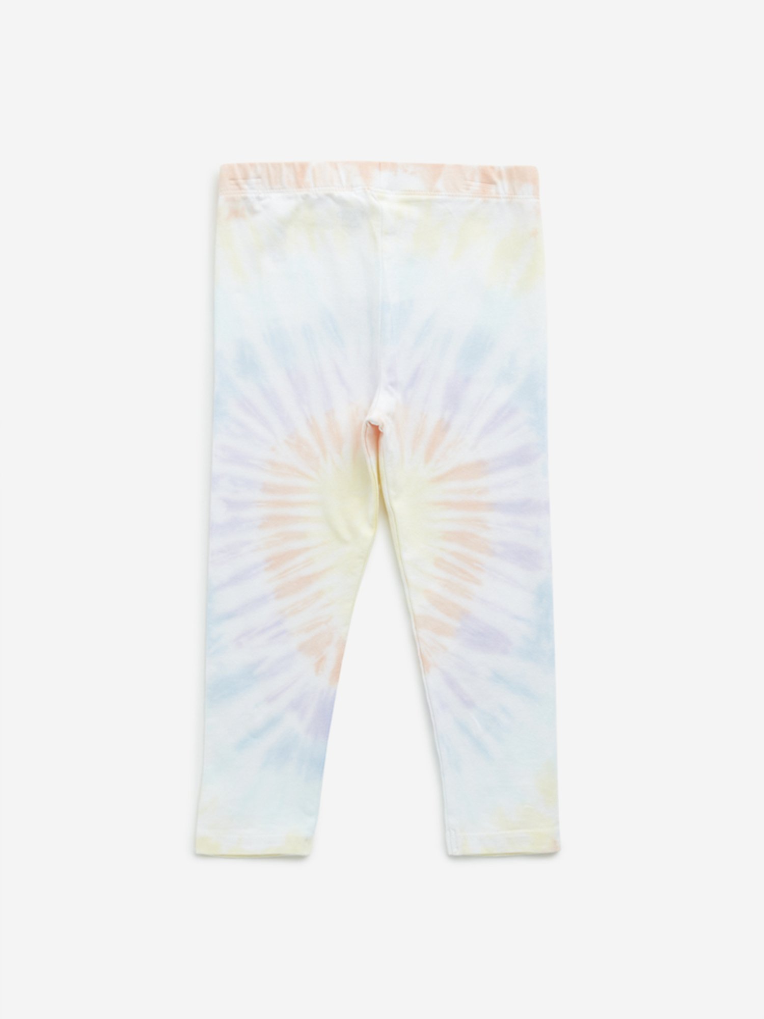 HOP Girls by Westside Yellow Tie-Dye Design Mid-Rise Leggings