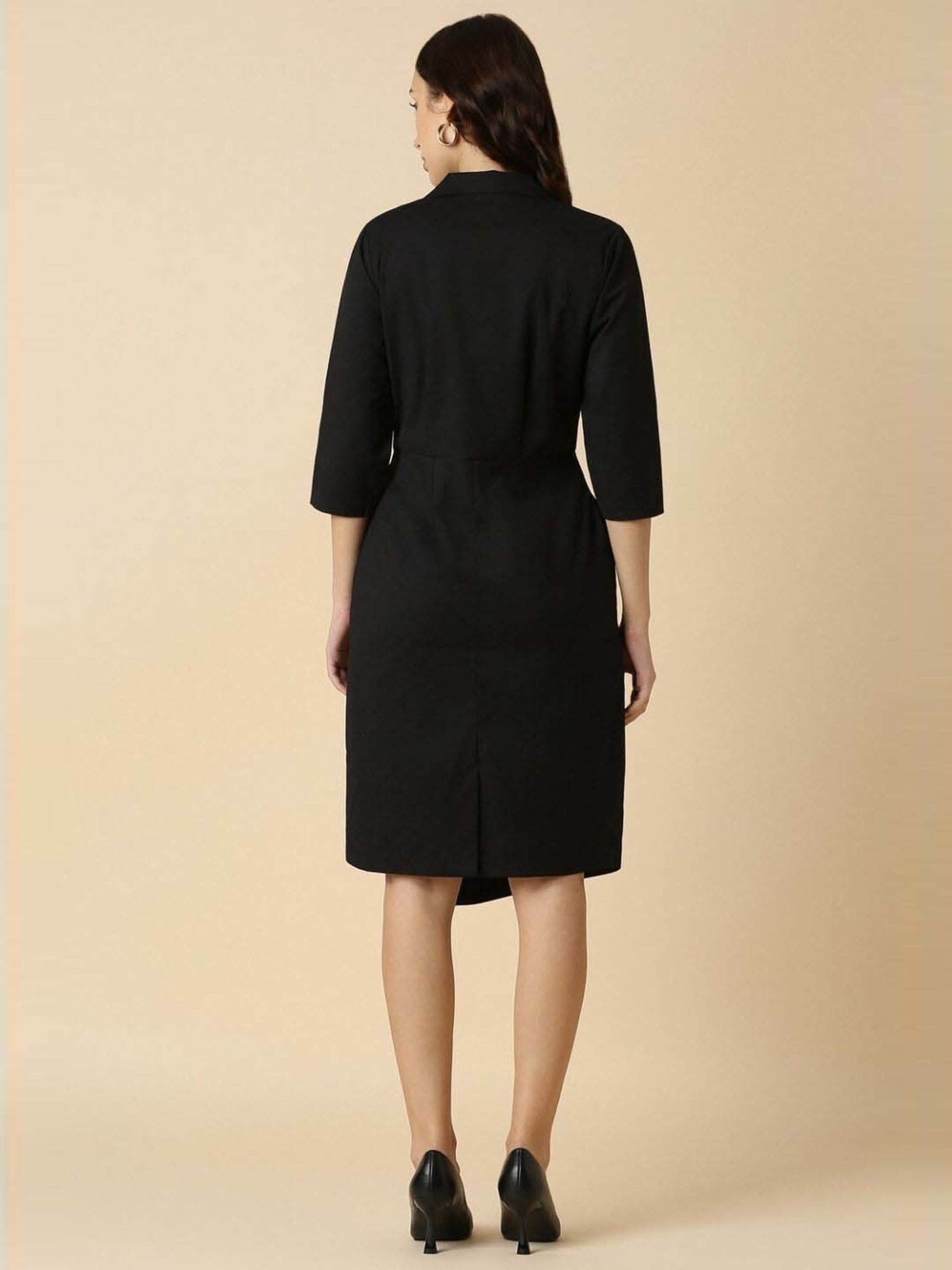 Allen Solly Black Formal Wrap Dress