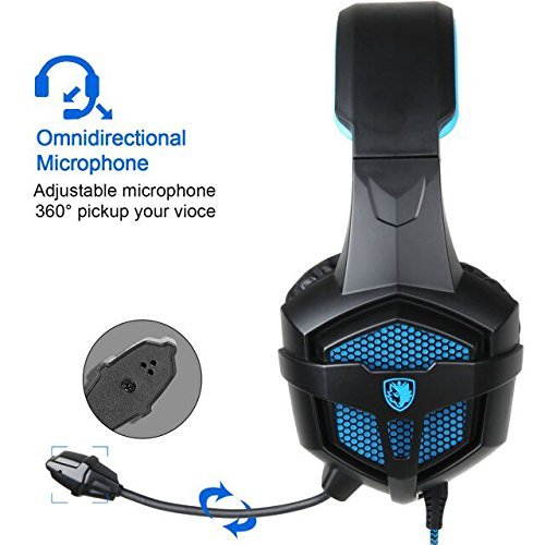 Sades sades807 Gaming Headsets Headphones For New Xbox one PS4 PC Laptop Mac Mobile, Black & Blue