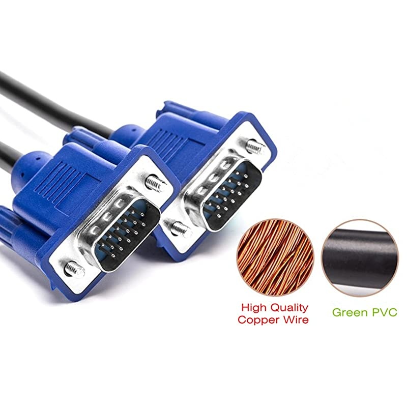15Pin 5FT Gold Plated DB15 VGA Male to Male Monitor Cable VGA to VGA,HD| Blue| 1.5 Meters