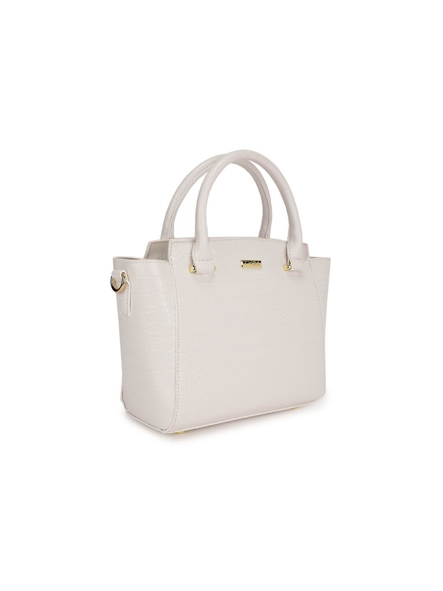 Tyra Alice White Textured Faux Leather Handbag