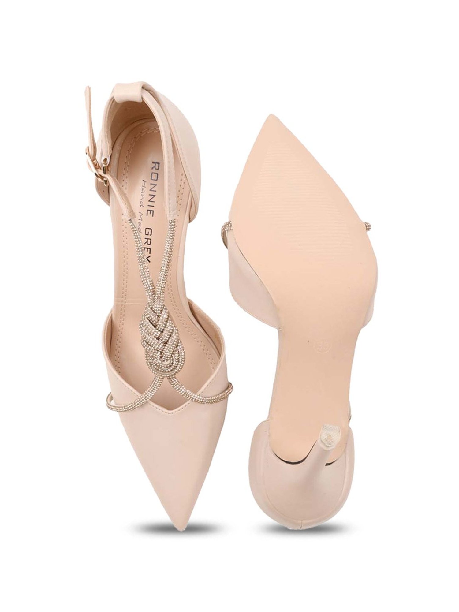 Ronnie Grey Women's Champagne Back Strap Stilettos