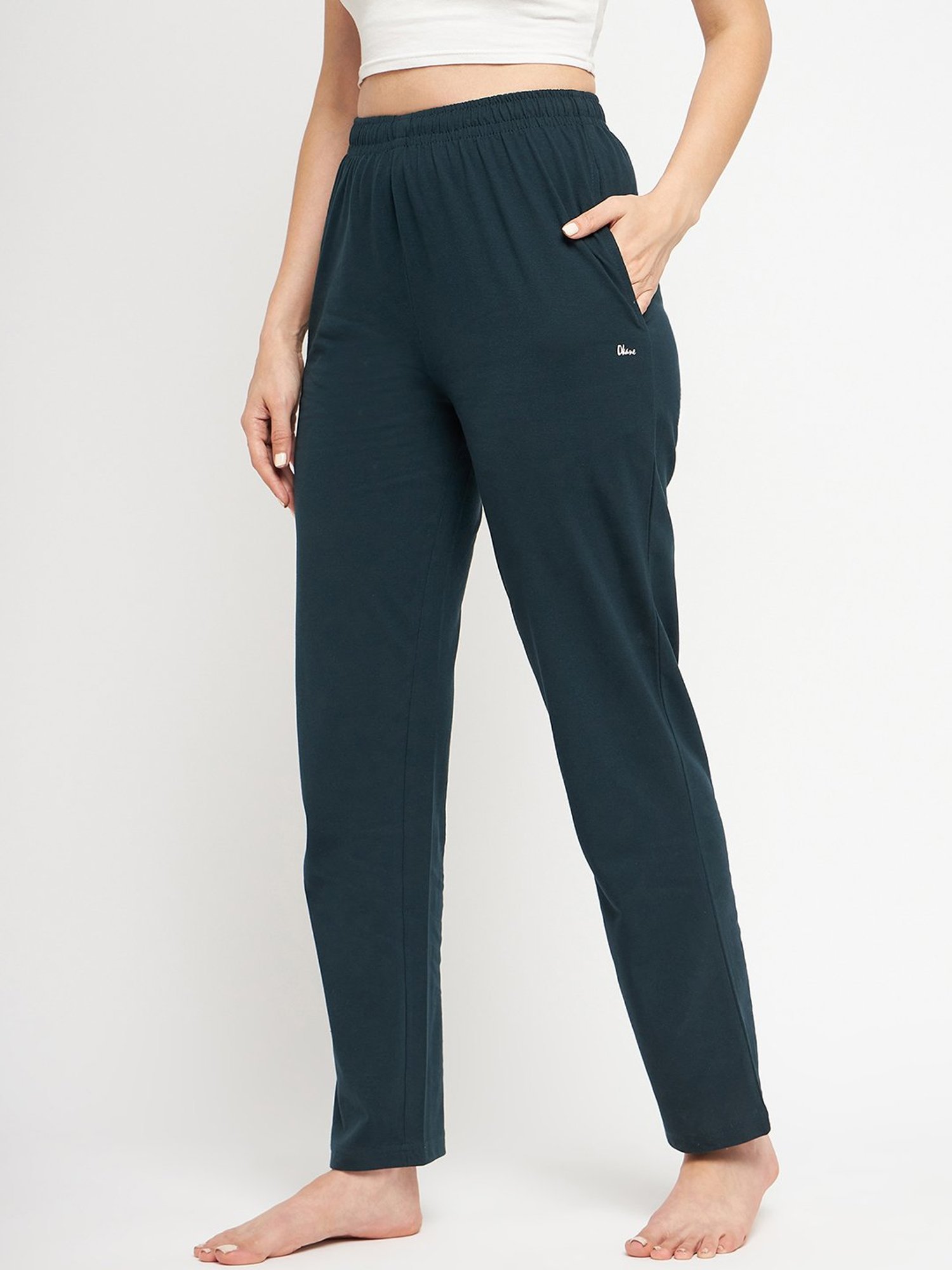 Okane Bottle Green Mid Rise Lounge Pants