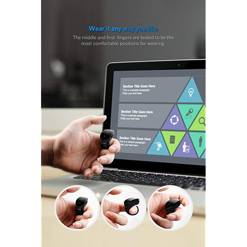 2.4GHz Wearable Wireless Presenter, Remote, Support PPT and Keynote, Lasts 15 Days, Rechargeable (WP2002)