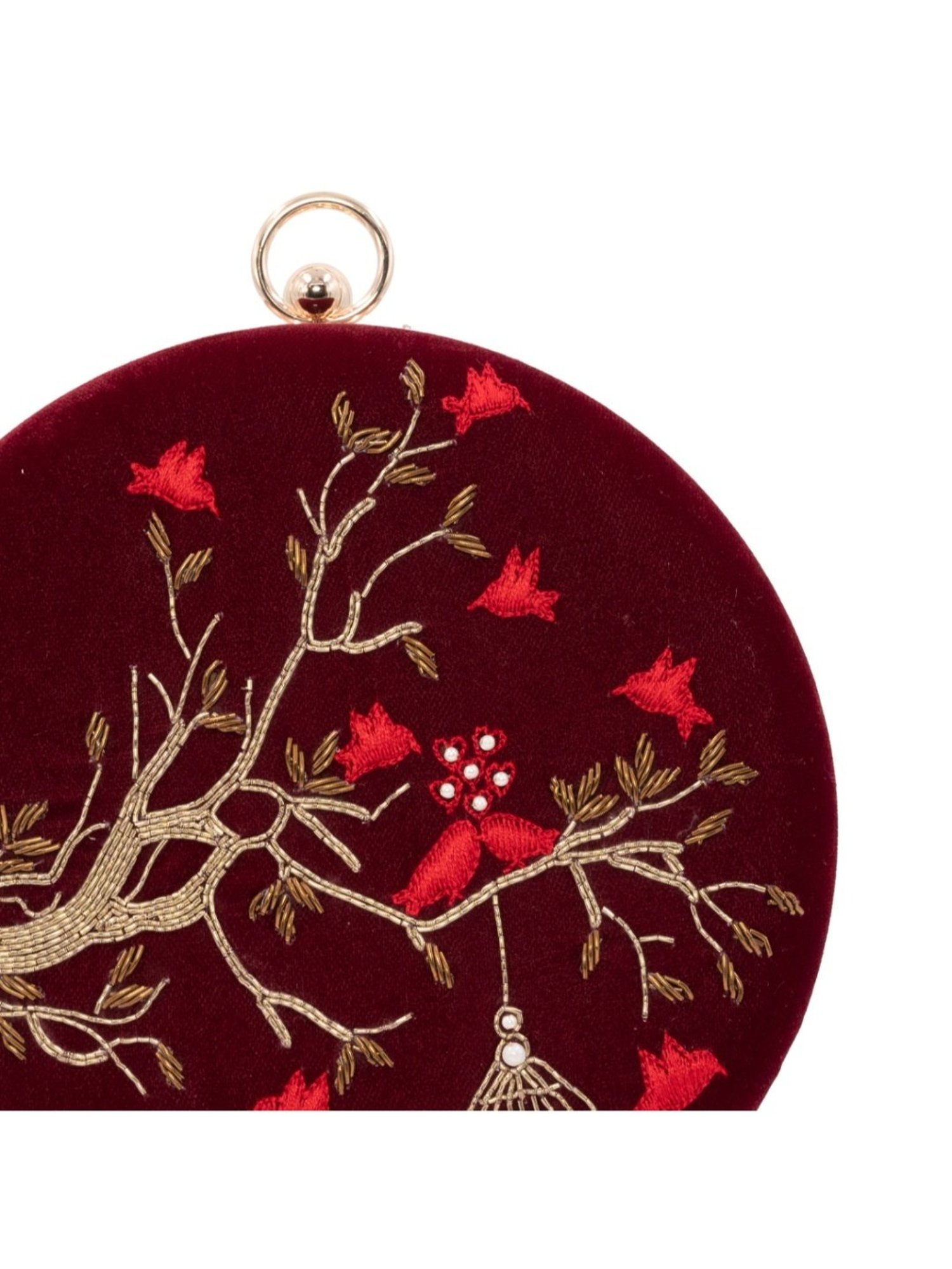 Sugarcrush Maroon Luxury Embroidered Small Clutch