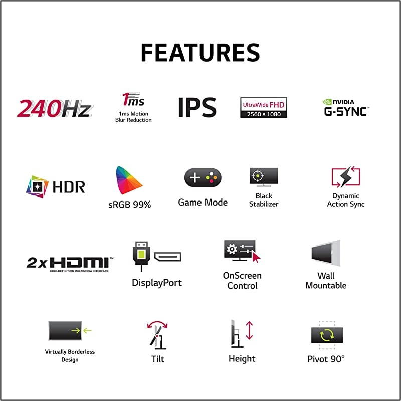 27UL650-W 27 Inch 4K UHD LED Monitor with VESA DisplayHDR 400, White