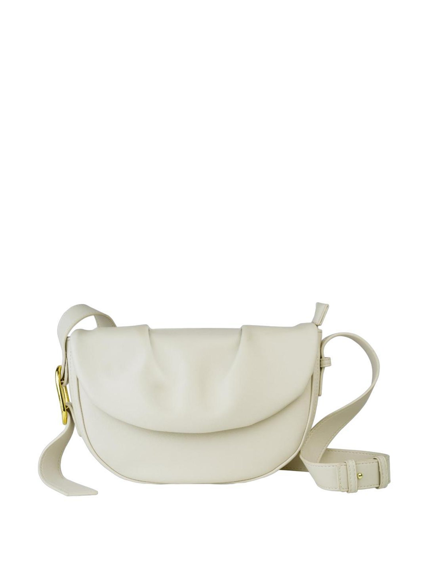 Angeline White Solid Medium Sling Handbag