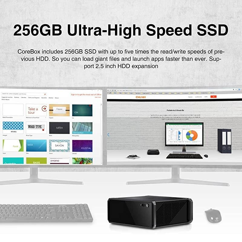 CoreBox Windows 10 Mini PC,Intel Core i5 Mini Desktop pc, 8GB DDR3 256GB SSD,Expandable 2TB 2.5 Inch HDD, 2.4GHz/5GHz Dual WiFi/Gigabit Ethernet / 4K Decoding/BT4.2