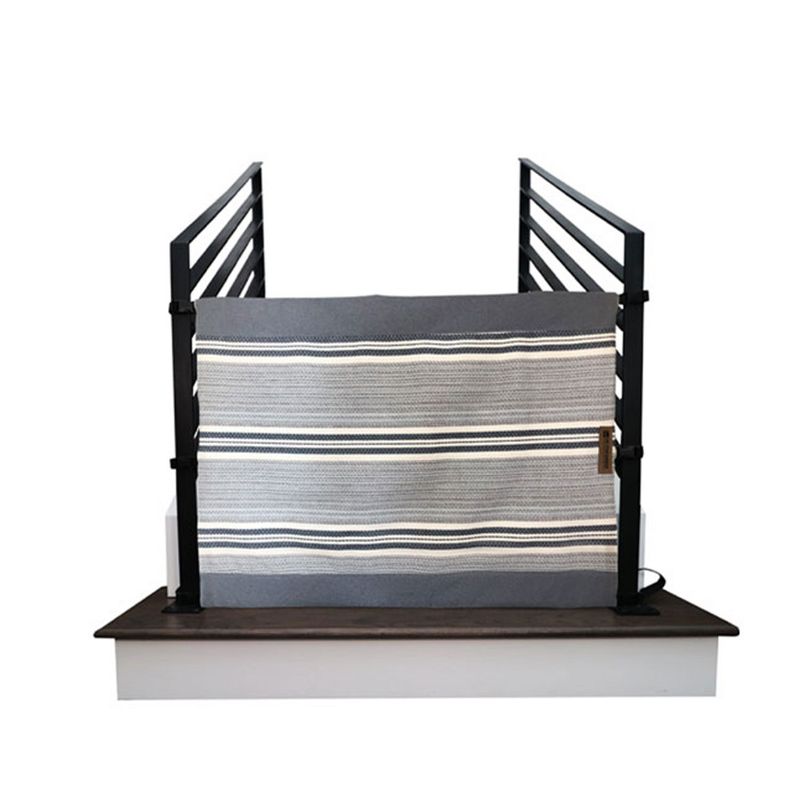 The Stair Barrier Portable Regular Banister to Banister Retractable Fabric Baby and Pet Safety Gate, 36 to 42 Inch, Farmhouse Lines Gray