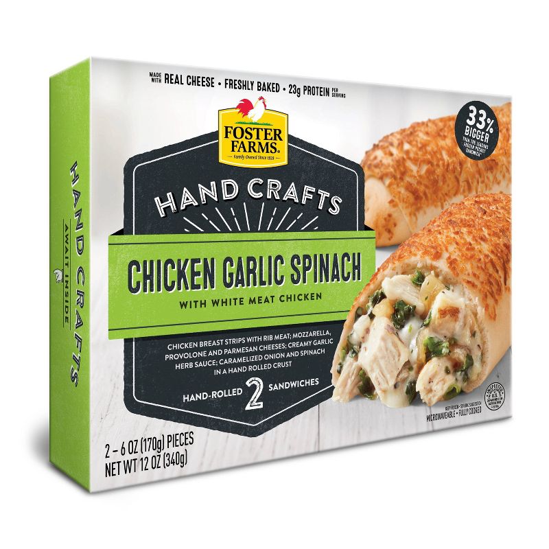 Foster Farms Hand Crafts Chicken Garlic Spinach Sandwich - 12oz