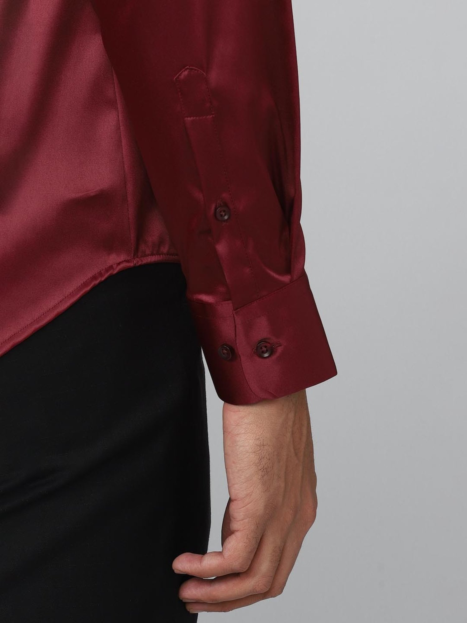V Dot Maroon Slim Fit Shirt