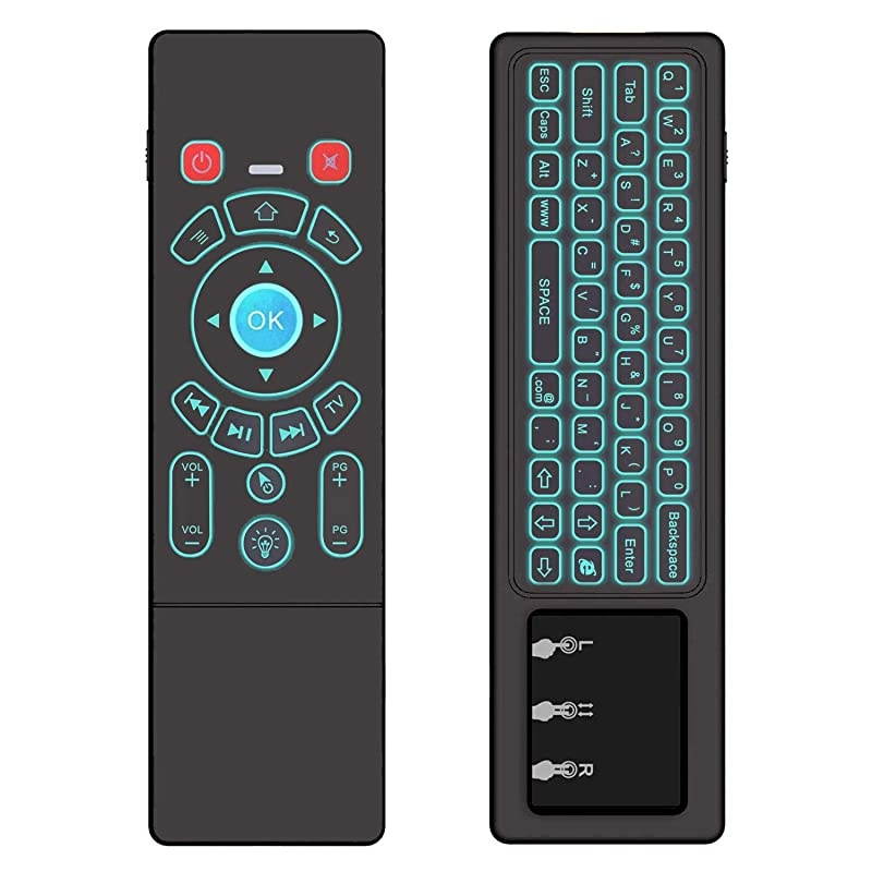 Air Mouse for Android tv Box, Rechargeable Mini Wireless Keyboard and Air Remote Control Touchpad with RGB Backlit T6 for Android TV Box, PC, Projector, HTPC etc.