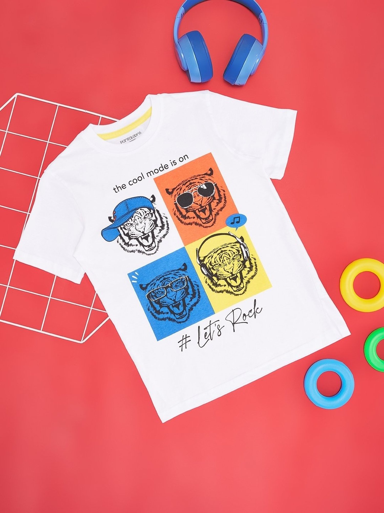 Pantaloons Junior Boys White Cotton Graphic T-Shirt