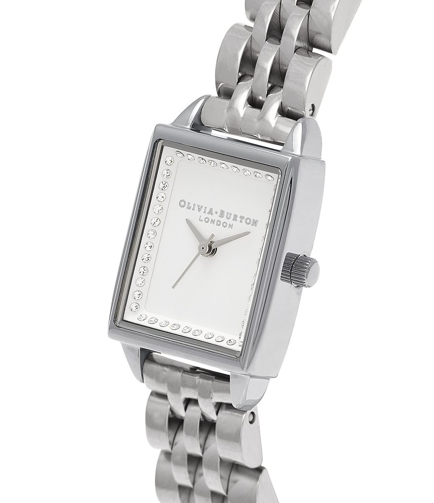 Olivia Burton Classic Sparkle Tank Silver Bracelet Watch