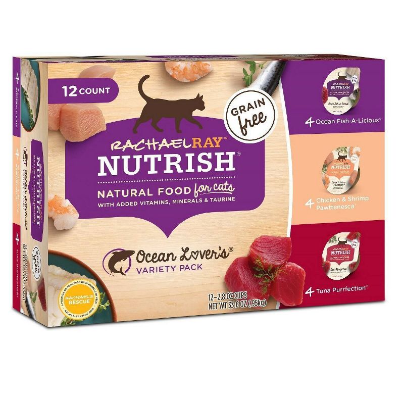 Rachael Ray Nutrish Grain Free Wet Cat Food Ocean Lovers - 2.8oz/12ct Variety Pack