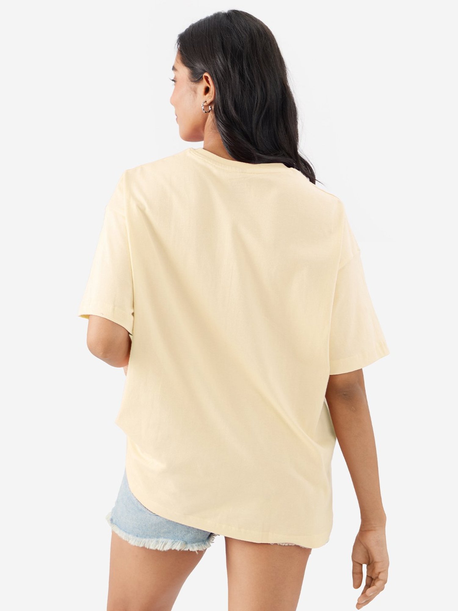 The Souled Store Off White Relaxed Fit Oversized T-Shirt