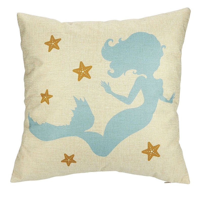 Juvale Set of 4 Pastel Scallop & Mermaid Couch Throw Pillow Cases Cushion Covers 17 x 17, Pink & Blue