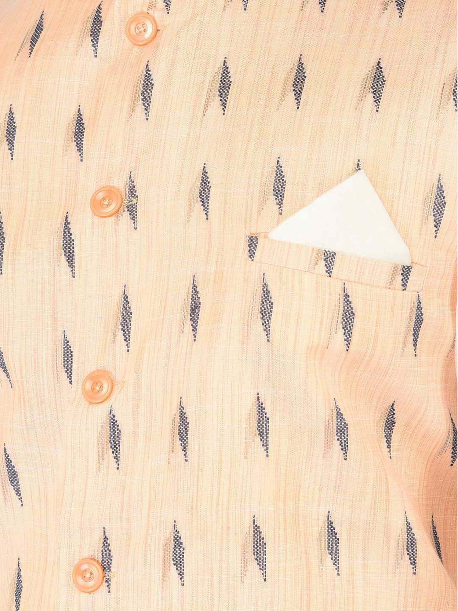 Deyann White & Orange Cotton Regular Fit Printed Kurta Set With Jacket