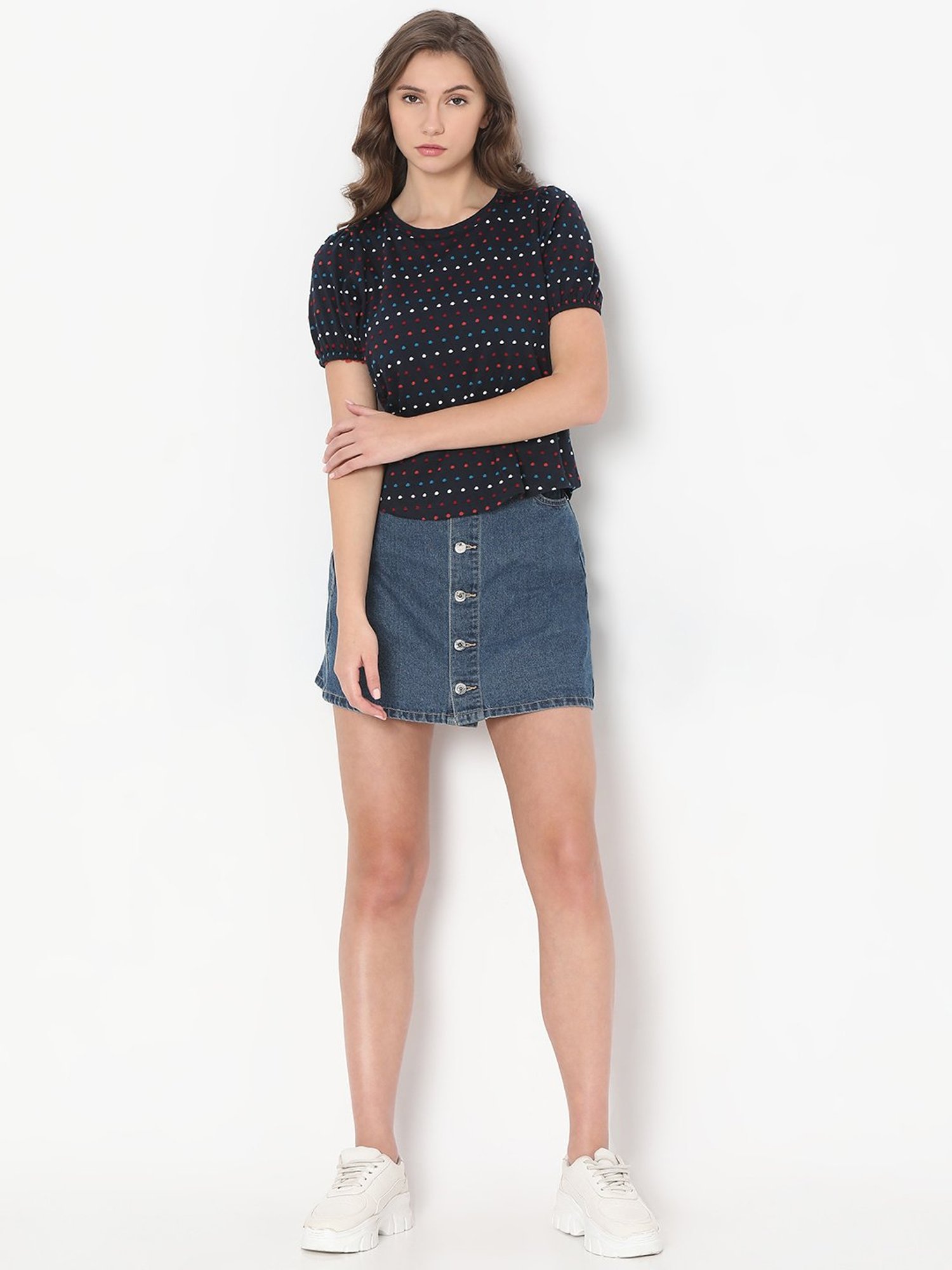 Vero Moda Navy Cotton Printed T-Shirt