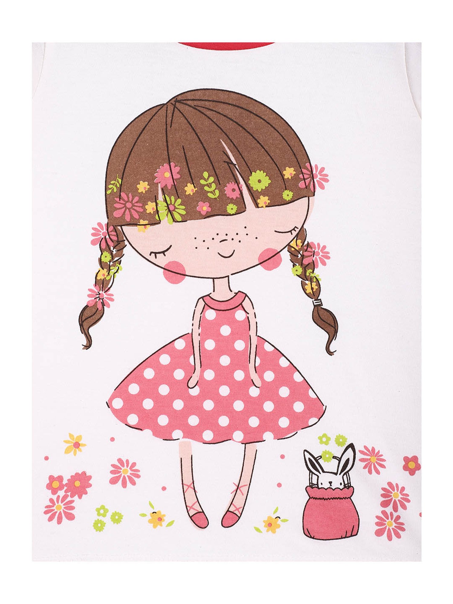 Lazy Shark Kids White & Pink Printed  Top with  Shorts