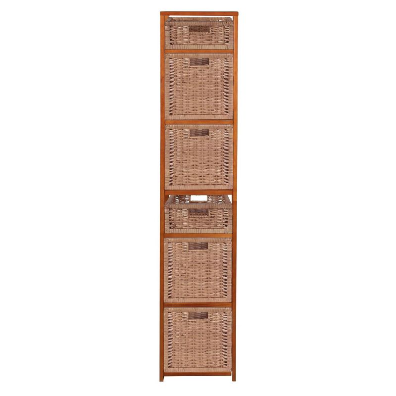 67" Flip Flop Square Folding Bookcase with Wicker Storage Baskets Red/Natural - Regency