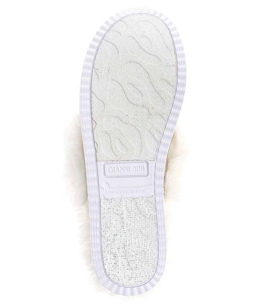 Gianni Bini Comfiee Leopard Print Rhinestone Embellished Faux Fur Slippers