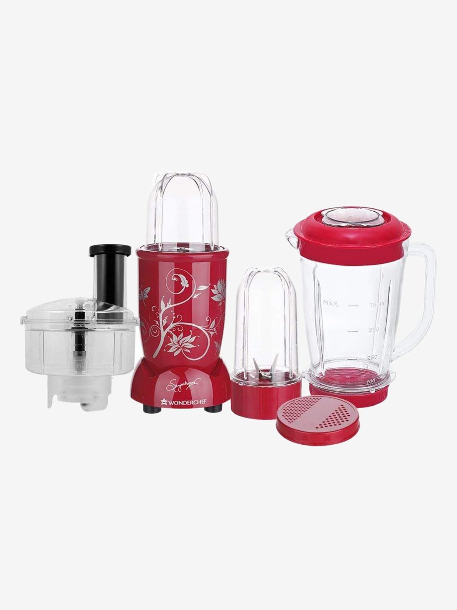 Wonderchef Nutri Blend 63153393 400W 3 Jars Juicer Mixer Grinder (Red)