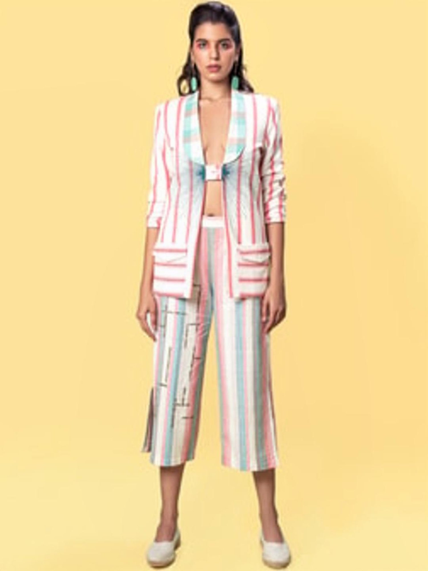 Anushe Pirani White & Red Of Myriad Minds Belted Safari Jacket