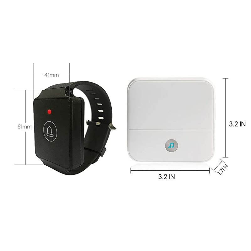 Wireless Wrist Pager Watch Caregiver Call Button System in Home Nurse Alert Pager Personal Help Alert for Caregivers Patients Elderly 1 Watch Call Button 2 plugin Receiver