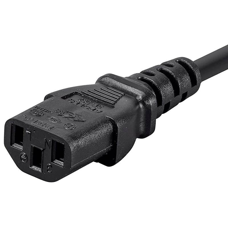 Power Cord - 20 Feet - Black | NEMA 5-15P to IEC 60320 C13, 18AWG, 10A/1250W, 3-Prong