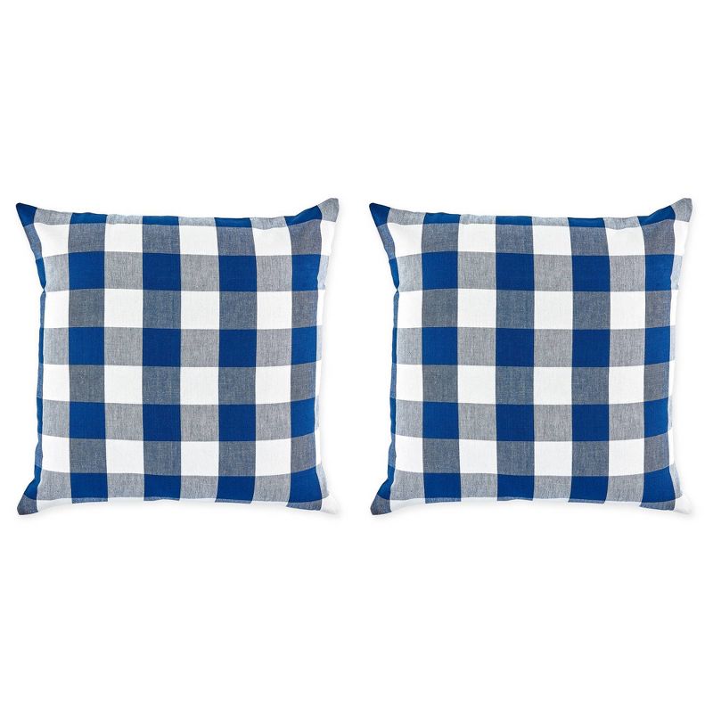 2pk 20"x20" Oversize Buffalo Check Square Throw Pillows Navy/Off White - Design Imports