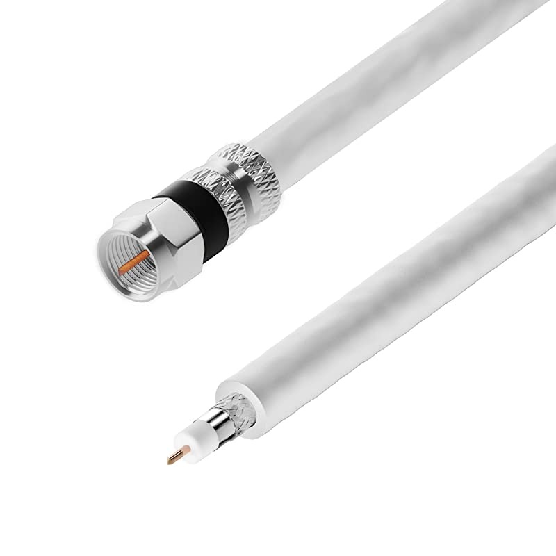 Coaxial Cable 20 Feet White 2 Pack RG6 FPin Triple Shielded UL CL2 inWall Rated RG6 Digital AudioVideo Includes Connectors and Cable Clips
