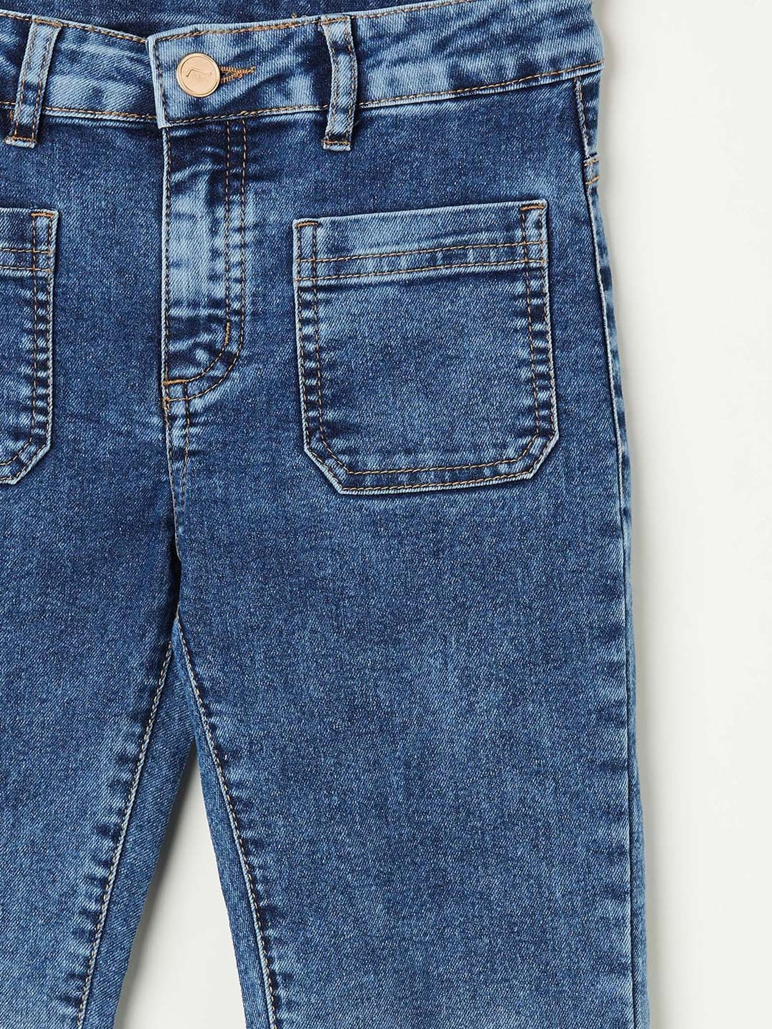 GJ baby Girls Blue Washed Jeans