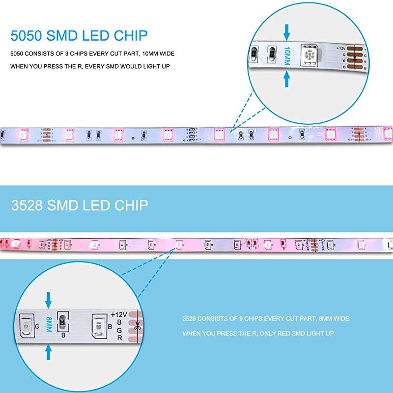 Led Strip Lights 328ft Waterproof Flexible Tape Lights Color Changing 5050 RGB 300 LEDs Light Strips Kit with 44 Keys IR Remote Controller and 12V Power Supply for Home Bedroom Kitchen
