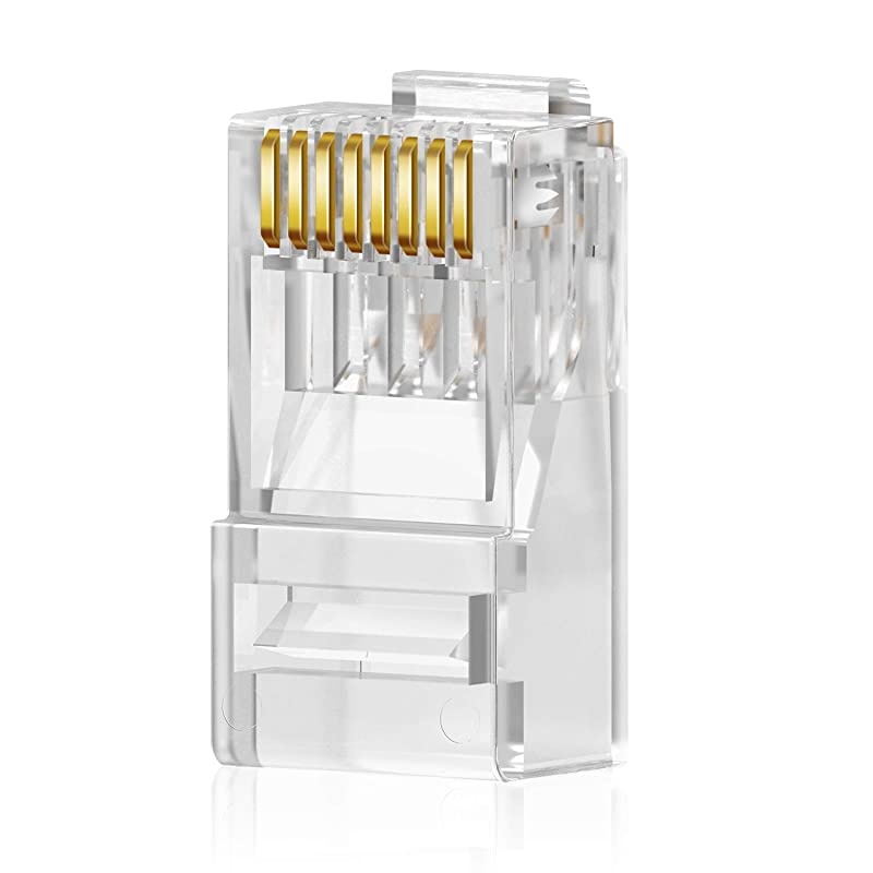 CAT6 RJ45 Connectors Ethernet End  GoldPlated 8P8C UTP Network Plug for Solid Wire amp Standard Cable Transparent Crimp Connector Cat6a Cable Insert 50Pack
