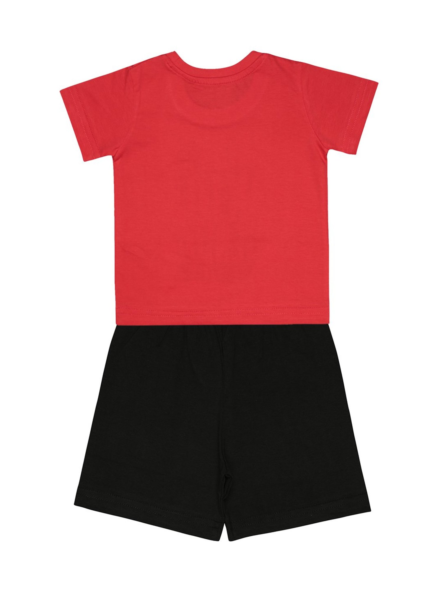 Bodycare Kids Red & Black Printed T-Shirt with Shorts