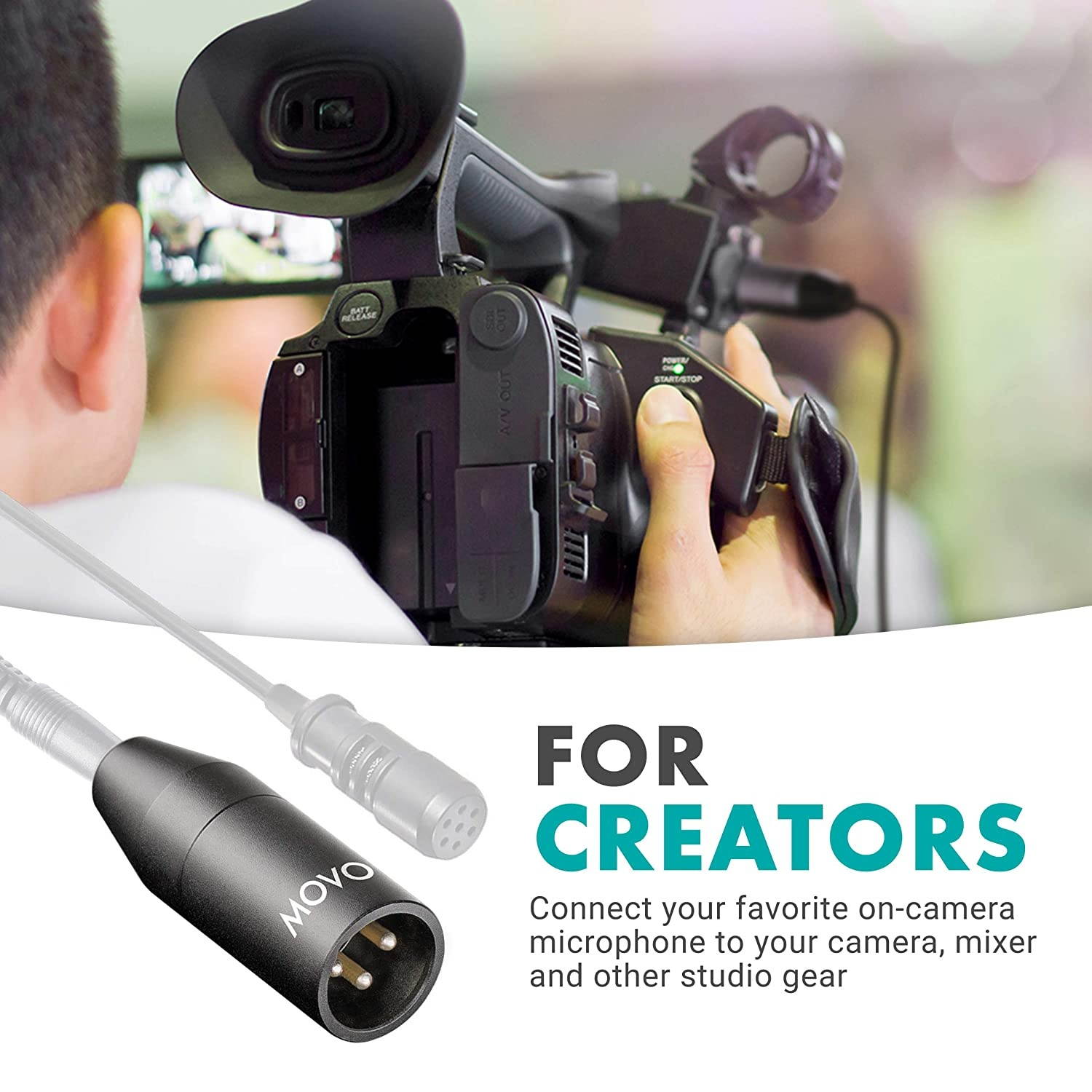 Movo 3.5mm to XLR Microphone Adapter - 3.5mm Female TRS to XLR Male Connector for Camcorders, Recorders, Mixers