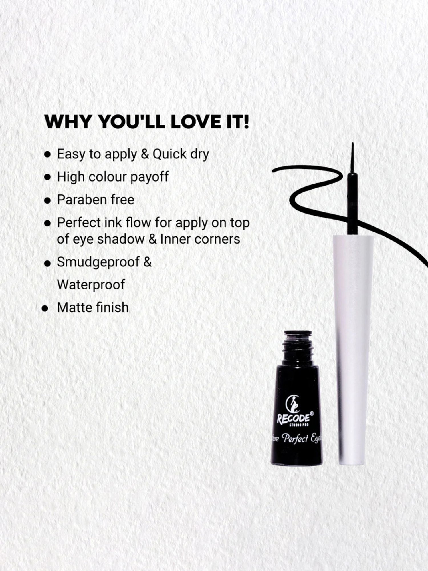 Recode Matte Finish Eyeliner Black - 2.5 ml