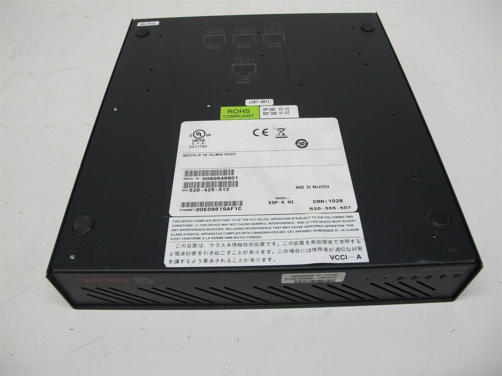 Avocent ESP-8 MI 8-Port Serial Hub 520-425-512