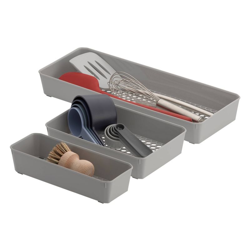 Set of 3 Hexa Drawer Organizer Gray - Spectrum Diversified
