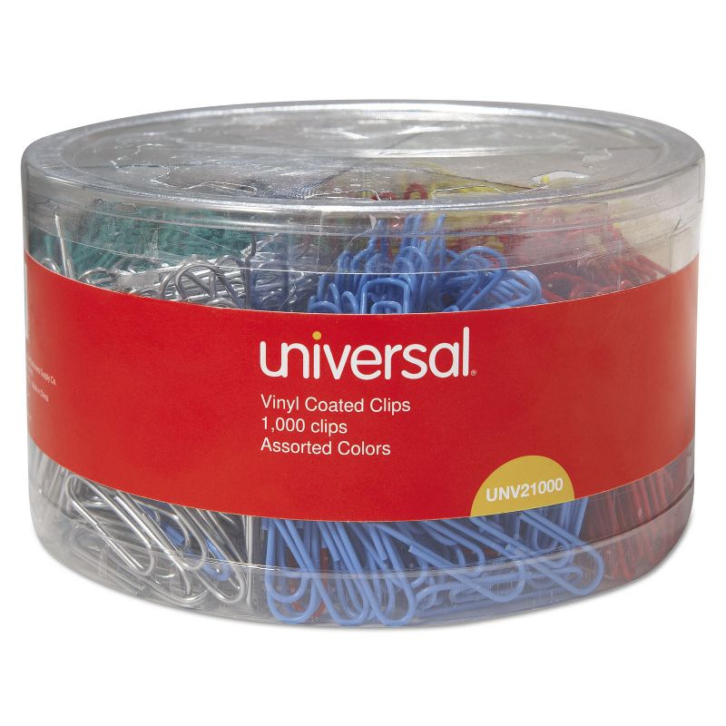 UNIVERSAL Vinyl-Coated Wire Paper Clips No. 1 Assorted Colors 1000/Pack 21000