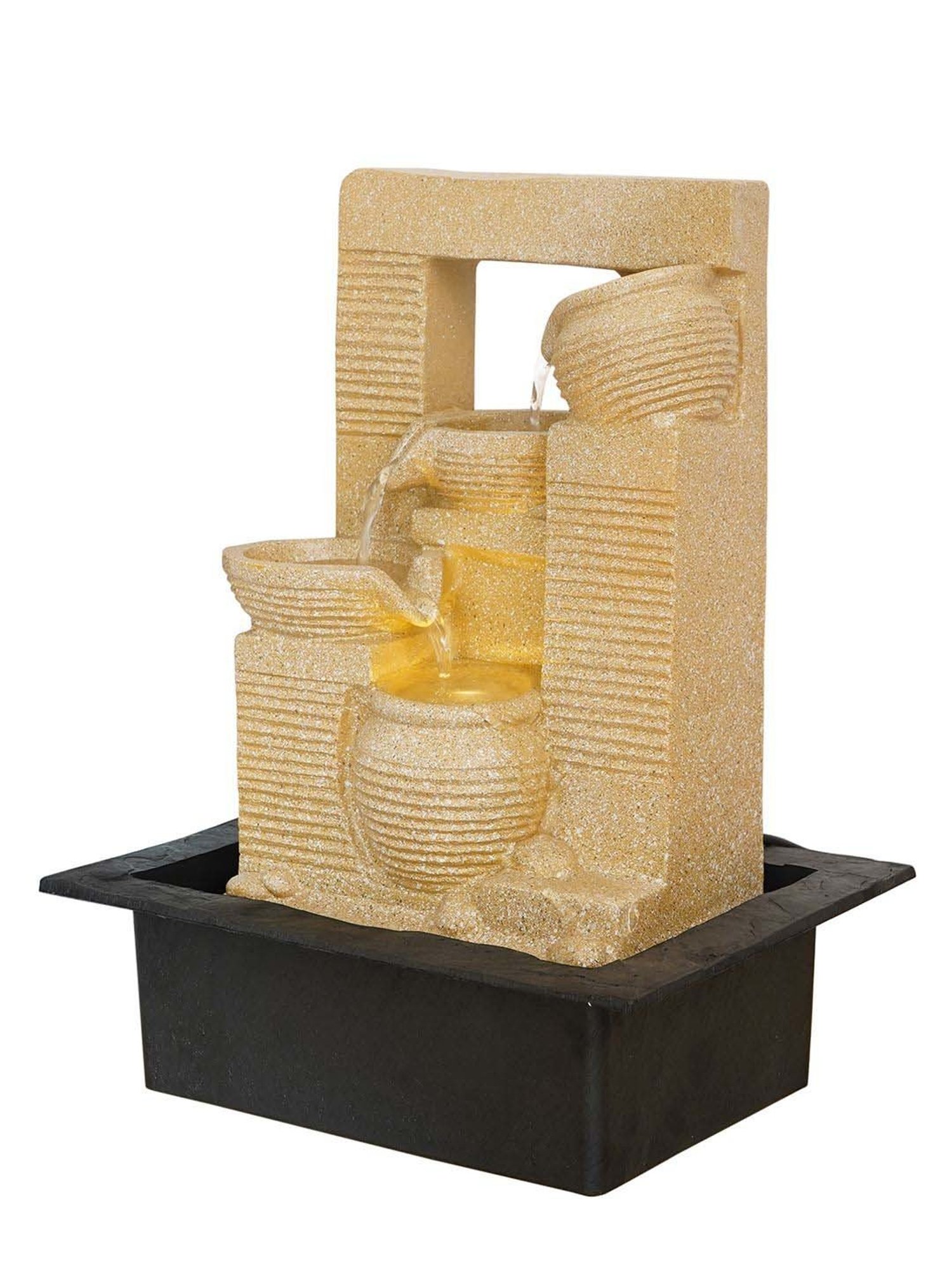 CHRONIKLE Cream Polyresin Matki Style 3 Steps Waterfall Fountain