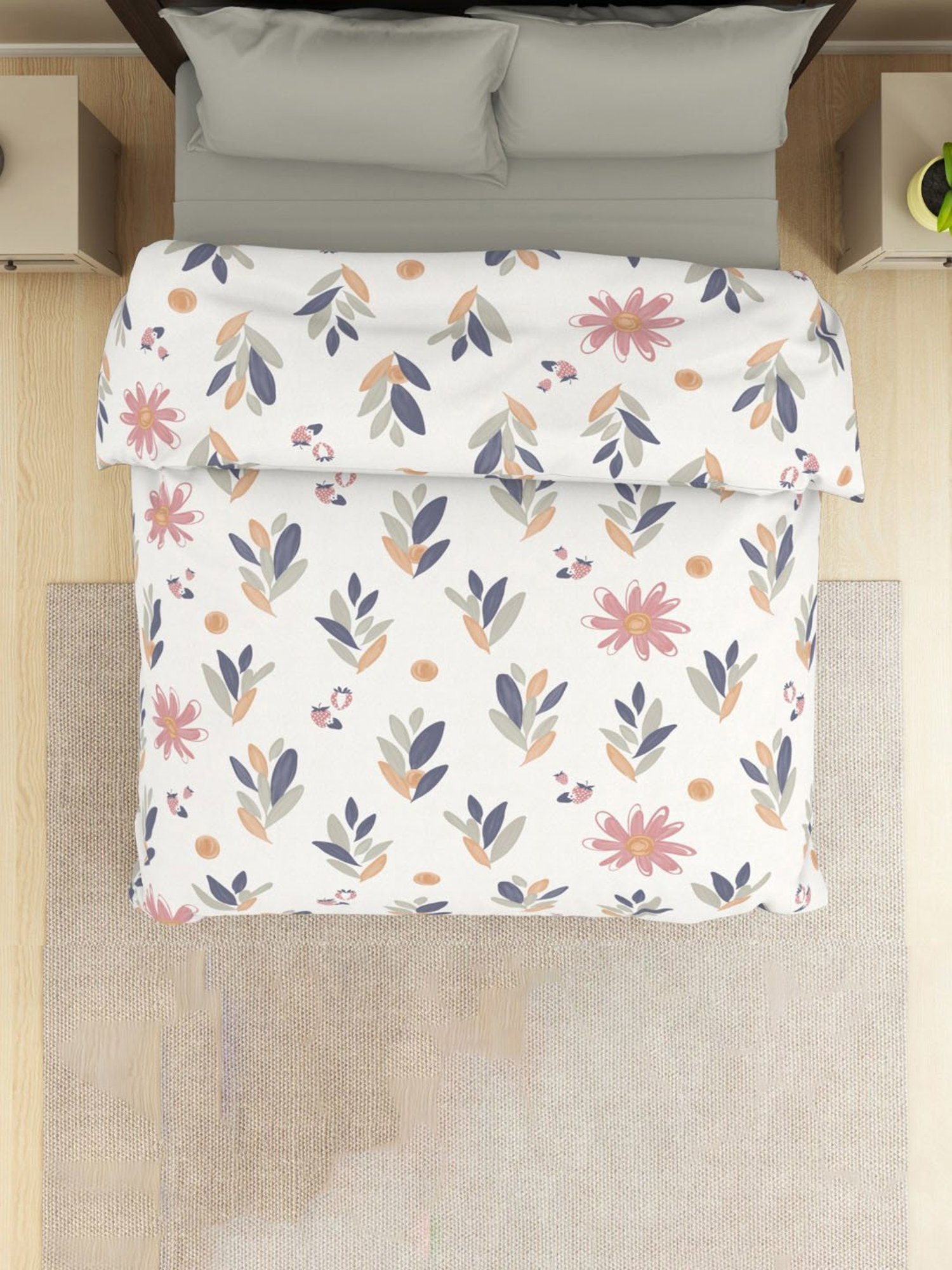 Welspun Floral White 144 TC Microfiber Double Dohar