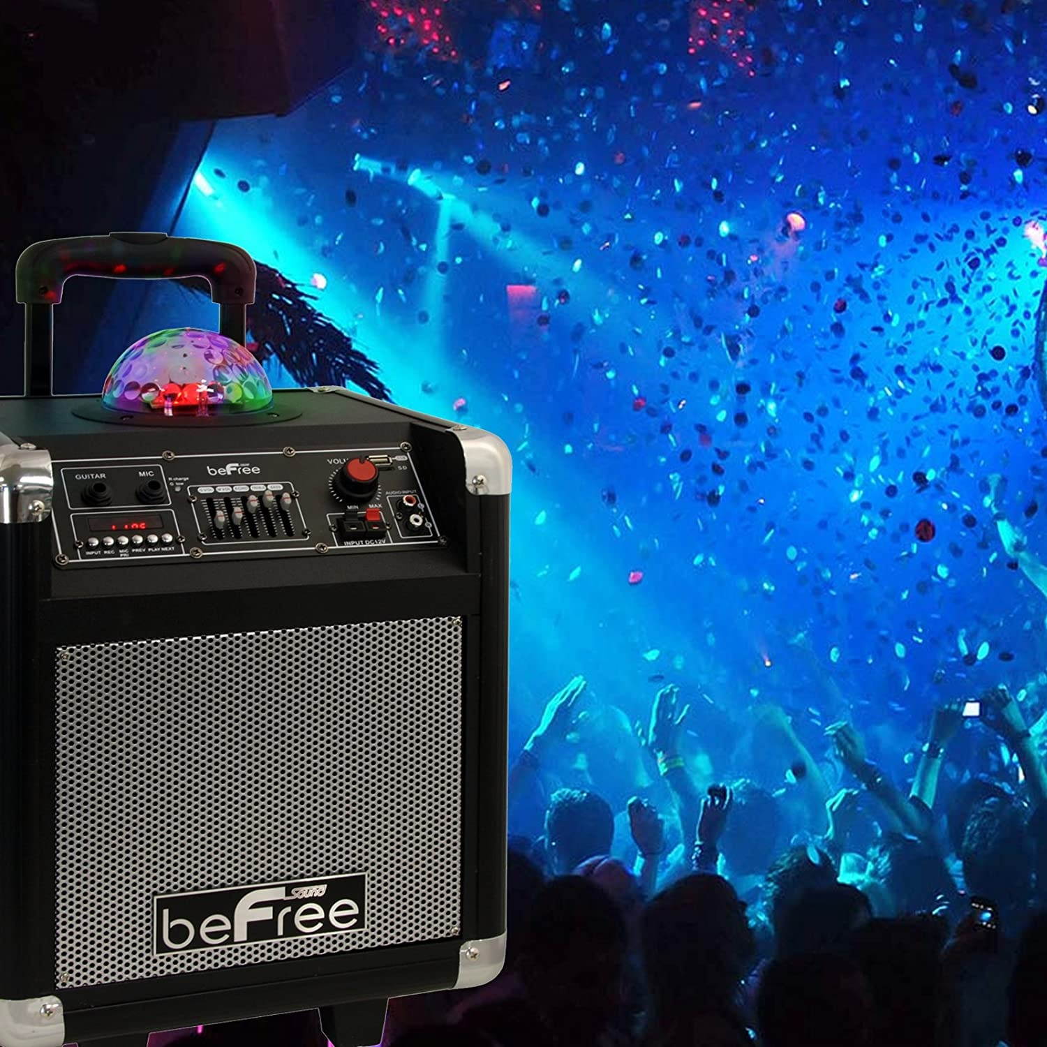 beFree Sound BFS-3800 Projection Party Light Dome Subwoofer Bluetooth Portable Party Speaker