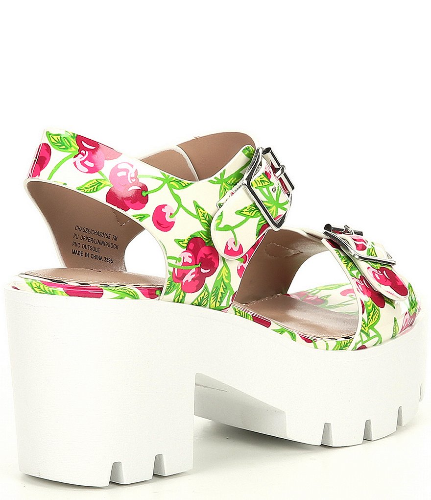 Betsey Johnson Chasse Cherry Print Platform Dress Sandals