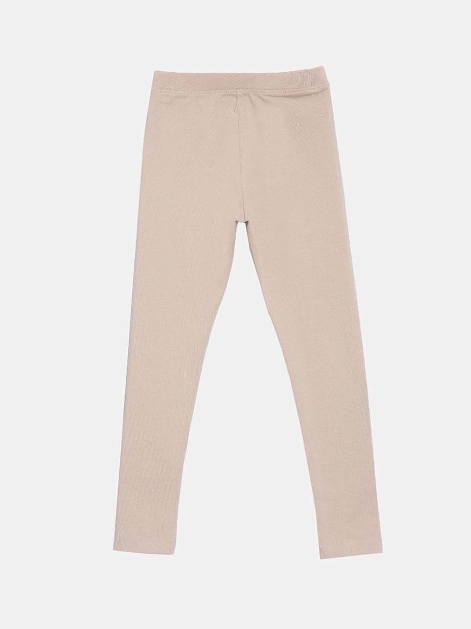 TWIN BIRDS Kids Orange & Beige Cotton Regular Fit Leggings (Pack of 2)