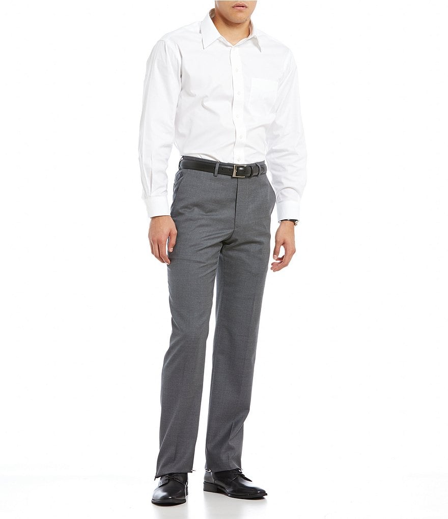 Santorelli Luxury Modern-Fit Flat Front Wool Dress Pants